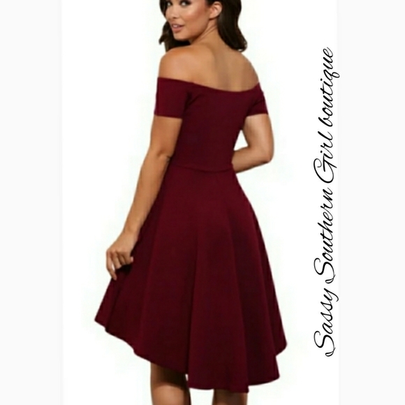 SG Boutique Dresses Red Wine Off Shoulder Highlow Dress Poshmark